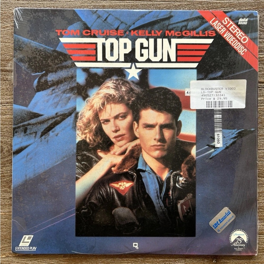 Top Gun Laserdisc In The Shrink, Tom Cruise 1980s Vintage Blockbuster Video